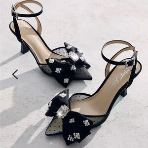 Betsey Johnson Mark Elegant Black Heels with Rhinestone Accents